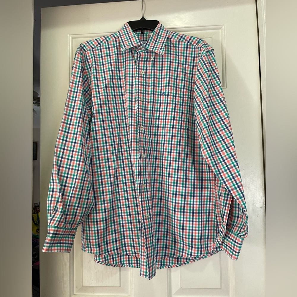 Southern Tide multicolor gingham men’s button down shirt size Medium